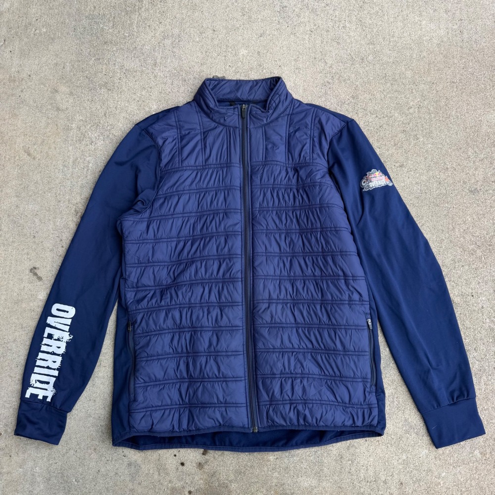 Straight Down Red Bull Override Hybrid Quilted Jacket Mens Large Navy Blue